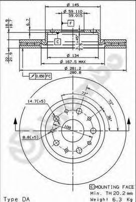 BREMBO 09676920 -  Тормозной диск