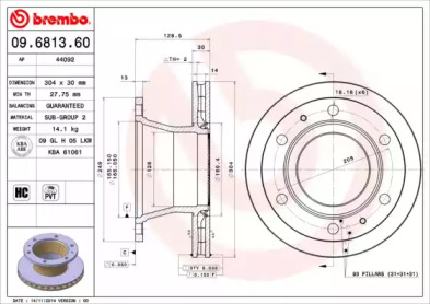 BREMBO 09681360 -  Тормозной диск