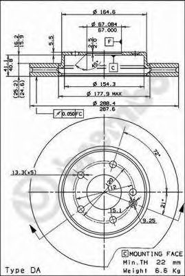 BREMBO 09684511 -  Тормозной диск
