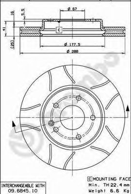 BREMBO 09684575 -  Тормозной диск