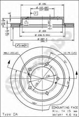 BREMBO 09685910 -  Тормозной диск