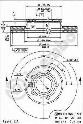 BREMBO 09693411 -  Тормозной диск