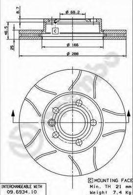 BREMBO 09693475 -  Тормозной диск
