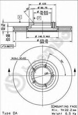BREMBO 09695910 -  Тормозной диск