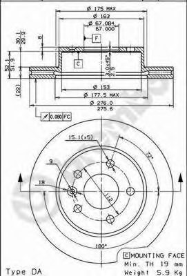 BREMBO 09698310 -  Тормозной диск