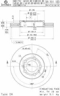 BREMBO 09701111 -  Тормозной диск