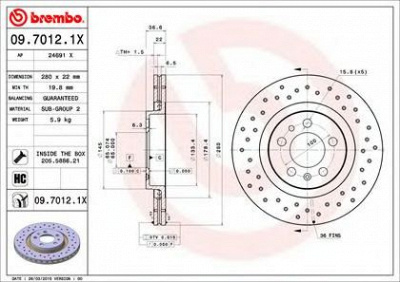 BREMBO 0970121x -  Тормозной диск