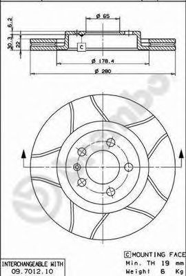 BREMBO 09701275 -  Тормозной диск