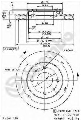 BREMBO 09704310 -  Тормозной диск