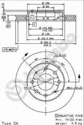 BREMBO 09704320 -  Тормозной диск
