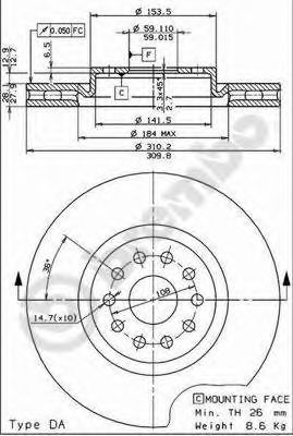 BREMBO 09707411 -  Тормозной диск