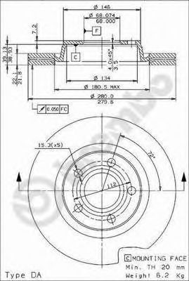BREMBO 09719614 -  Тормозной диск