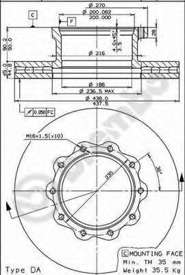 BREMBO 09732010 -  Тормозной диск