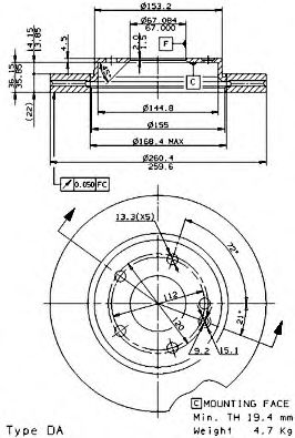 BREMBO 09735921 -  Тормозной диск