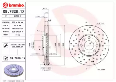 BREMBO 0976281x -  Диск тормозной вентилируемый, «xtra»