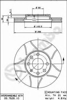 BREMBO 09762875 -  Тормозной диск
