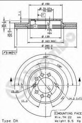 BREMBO 09762910 -  Тормозной диск