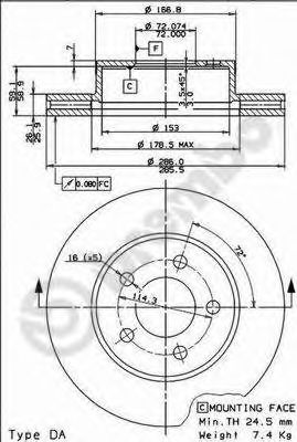 BREMBO 09765210 -  Тормозной диск