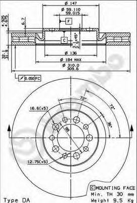BREMBO 09768020 -  Тормозной диск