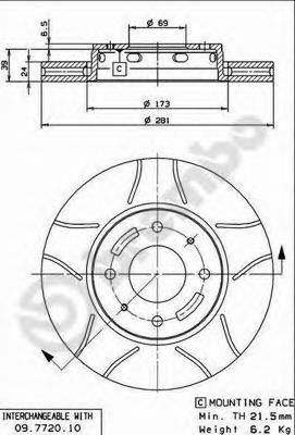 BREMBO 09772075 -  Тормозной диск