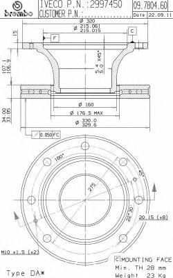BREMBO 09780460 -  Тормозной диск