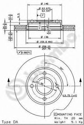 BREMBO 09780611 -  Диск тормозной вентилируемый