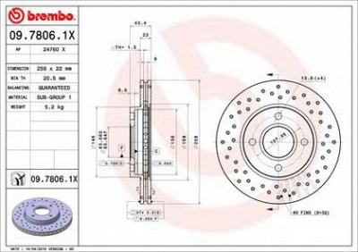 BREMBO 0978061x -  Диск тормозной вентилируемый, перфорированный