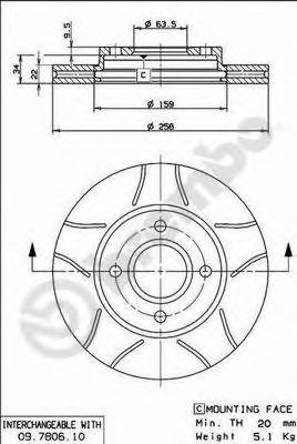 BREMBO 09780675 -  Тормозной диск