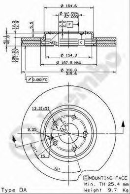 BREMBO 09780811 -  Тормозной диск
