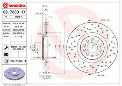 BREMBO 0978801x -  Тормозной диск