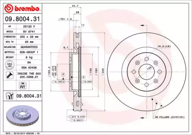 BREMBO 09800431 -  Тормозной диск