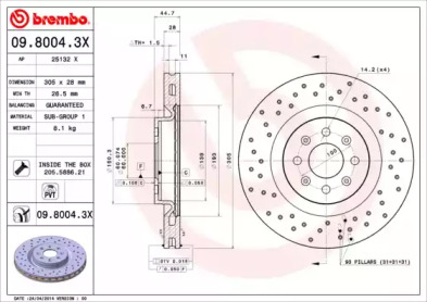 BREMBO 0980043x -  Тормозной диск