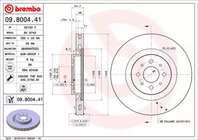 BREMBO 09800441 -  Тормозной диск