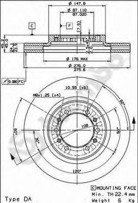 BREMBO 09807110 -  Тормозной диск