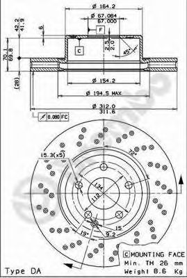 BREMBO 09812711 -  Тормозной диск