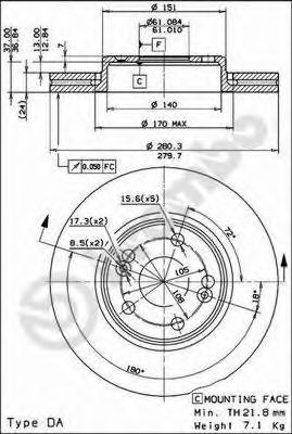 BREMBO 09813714 -  Тормозной диск