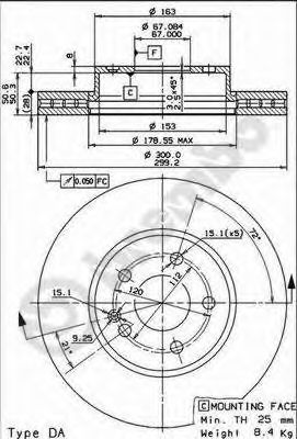 BREMBO 09840410 -  Тормозной диск