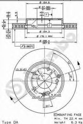 BREMBO 09841110 -  Тормозной диск