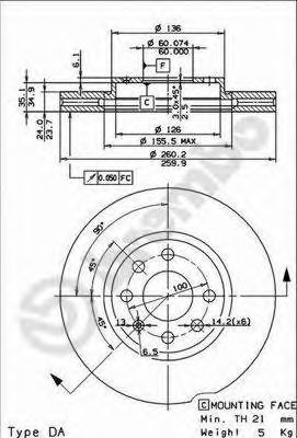 BREMBO 09860175 -  Тормозной диск