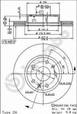 BREMBO 09860911 -  Тормозной диск