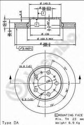 BREMBO 09863311 -  Тормозной диск