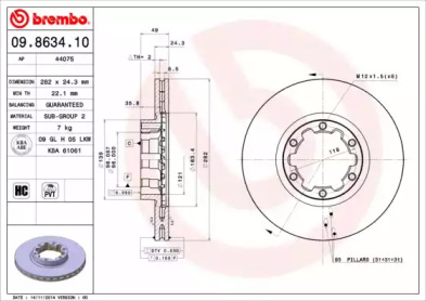 BREMBO 09863410 -  Тормозной диск