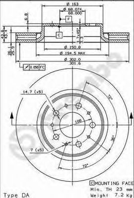 BREMBO 09864211 -  Тормозной диск