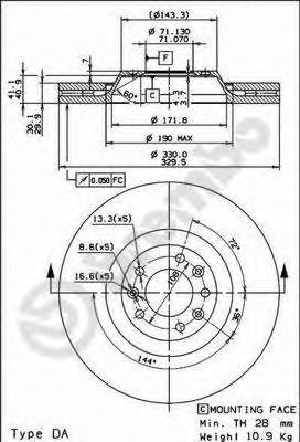 BREMBO 09867014 -  Тормозной диск