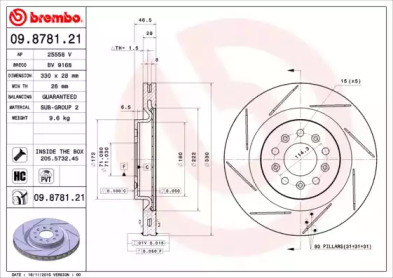BREMBO 09878121 -  Тормозной диск