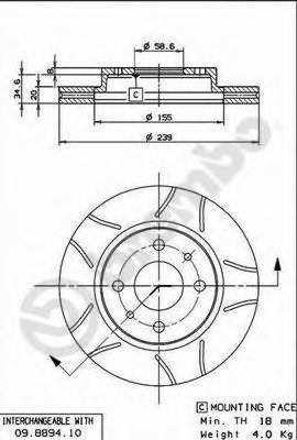 BREMBO 09889475 -  Тормозной диск