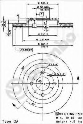 BREMBO 09890314 -  Тормозной диск