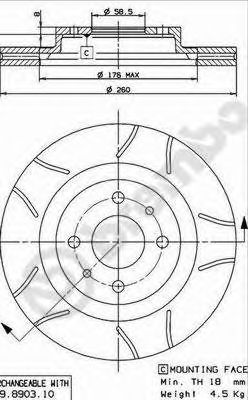 BREMBO 09890375 -  Тормозной диск