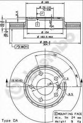 BREMBO 09893710 -  Тормозной диск