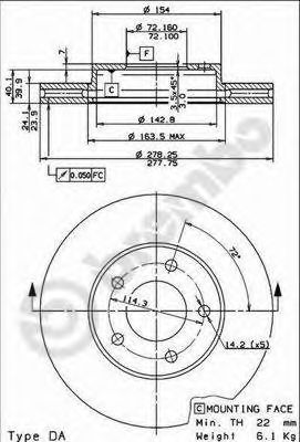 BREMBO 09895311 -  Диск тормозной вентилируемый
